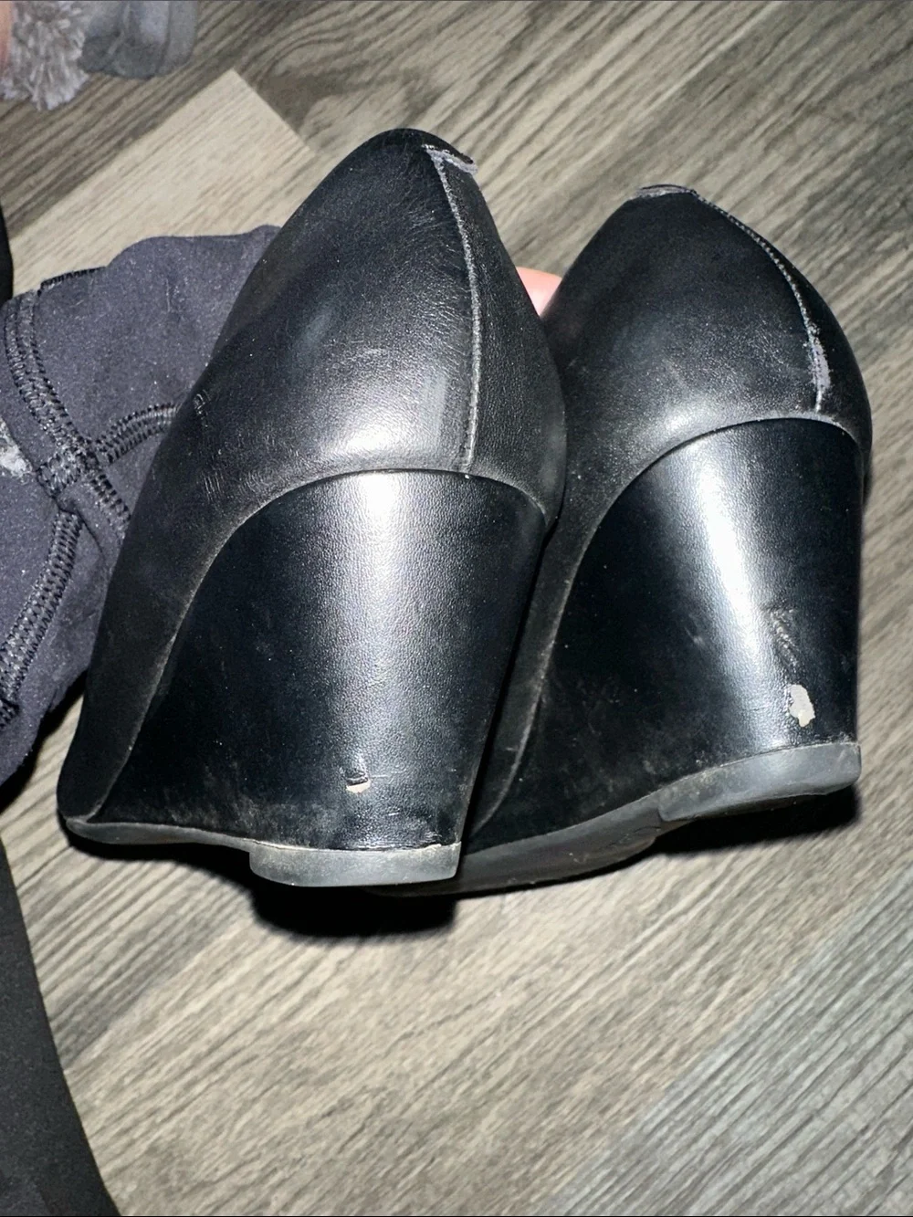 Clarks collection‎ Flores Tulip Wedge Pump Black Leather womens size 8